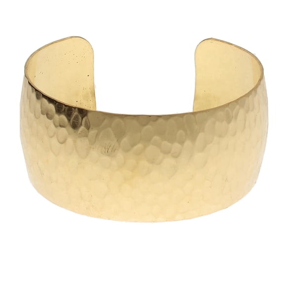 The Beadsmith Bracelet Cuff Made of Raw Brass Adjustable, Open Bangle for Men and Women Hammered/Domed Style, 1-Inch Wide Minimalist Design Jewelry Can Be DIY Custom Designed