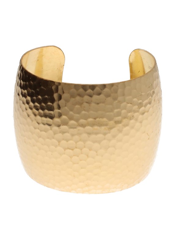 Bracelet Cuff Made of Raw Brass Adjustable, Open Bangle for Men and Women Hammered/Domed Style, 2-Inch Wide Minimalist Design Jewelry Can Be DIY Custom Designed