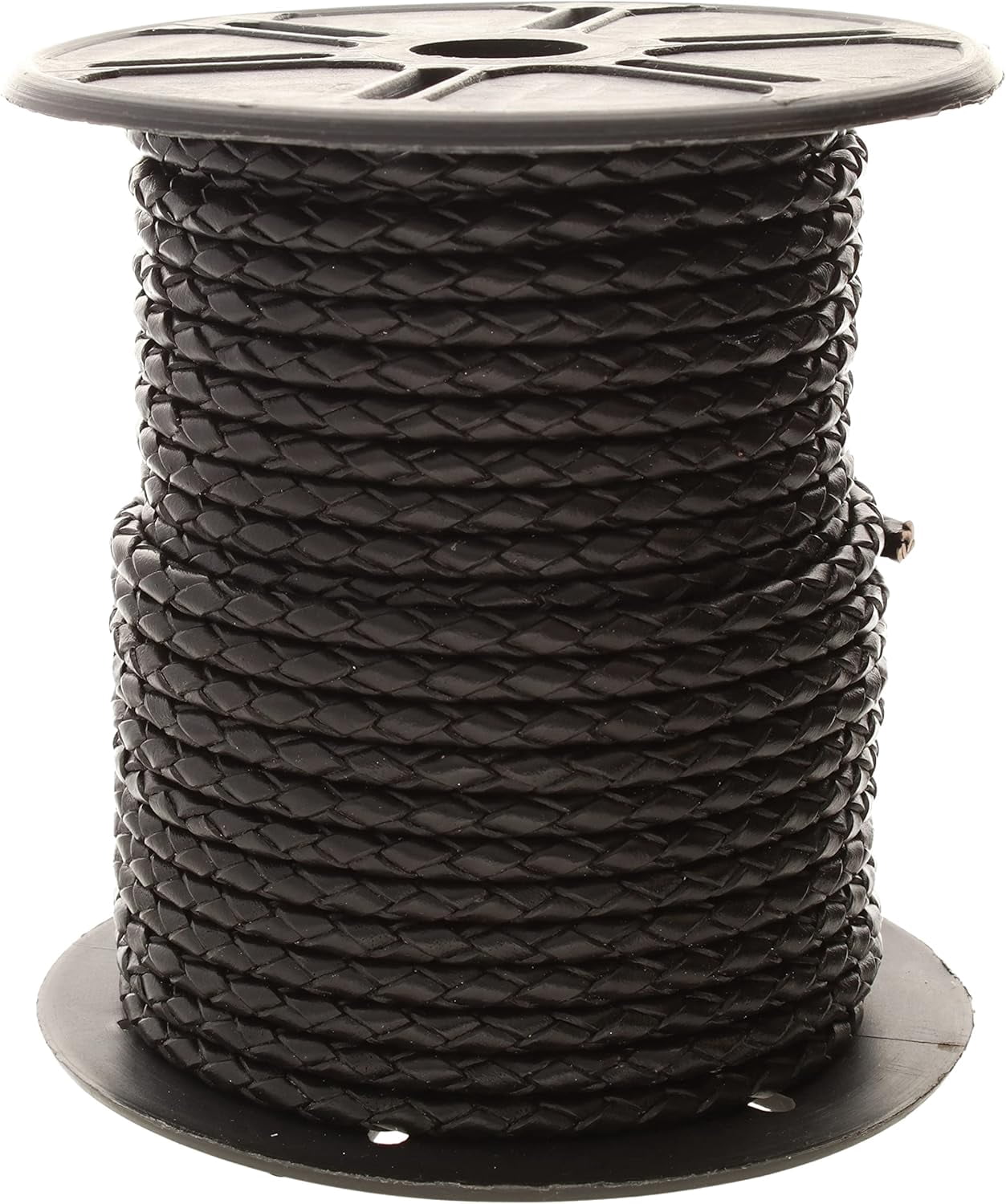 The Beadsmith Braided Bolo Cord – Black Color – 4mm Spool – 25 Yards/22.86 Meters – Machine Braided Indian Leather – Ideal for Watch Bands, Bolo Ties, Necklaces, Hair Accessories & DIY Jewelry Making