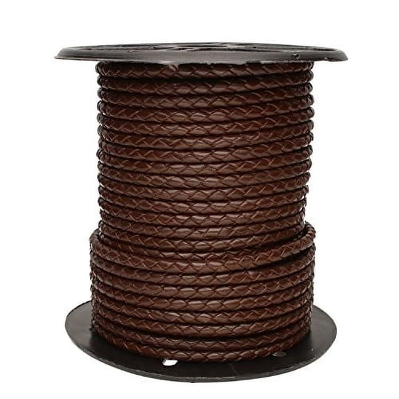 The Beadsmith Braided Bolo Cord – Brown Color – 4mm Spool – 25 Yards/22.86 Meters – Machine Braided Indian Leather – Ideal for Watch Bands, Bolo Ties, Necklaces, Hair Accessories & DIY Jewelry Making