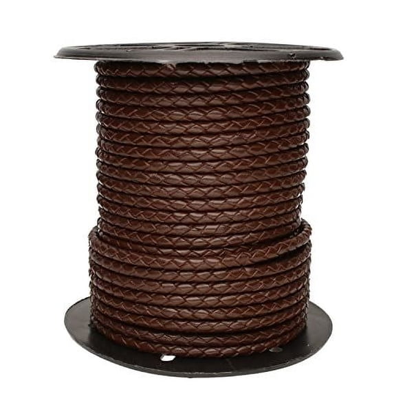 The Beadsmith Braided Bolo Cord – Brown Color – 4mm Spool – 25 Yards/22.86 Meters – Machine Braided Indian Leather – Ideal for Watch Bands, Bolo Ties, Necklaces, Hair Accessories & DIY Jewelry Making