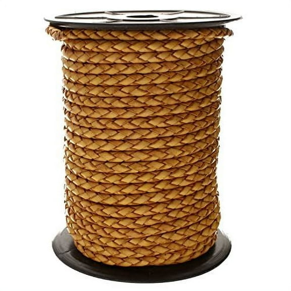 The Beadsmith Braided Bolo Cord –Natural Color – 5mm Spool – 25 Yards/22.86 Meters – Machine Braided Indian Leather – Good for Watch Bands, Bolo Ties, Necklaces, Hair Accessories & DIY Jewelry Making