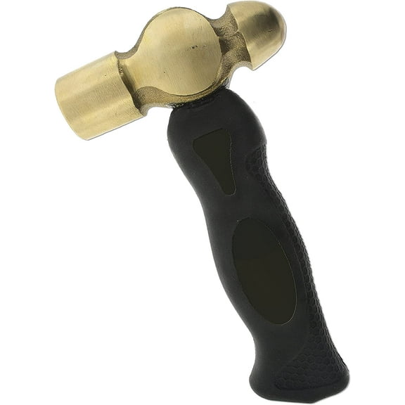 The Beadsmith Brass Ergo Hammer - Metal Elements - 5-inch ergonomic handle - 1LB weighted head with a 27mm Face - Ideal for metal stamping, jewelry making, wood & leather smithing DIY projects