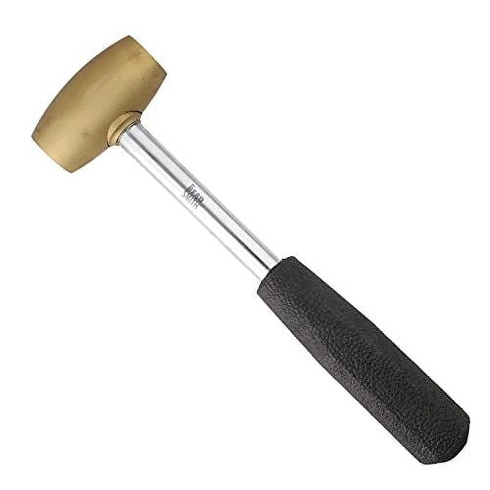 The Beadsmith Double Plastic Mallet – Nylon Heads, 9.5" Wood Handle, 75mm Head, 4oz, 25mm Faces – Flatten & Shape Metal Without Marring