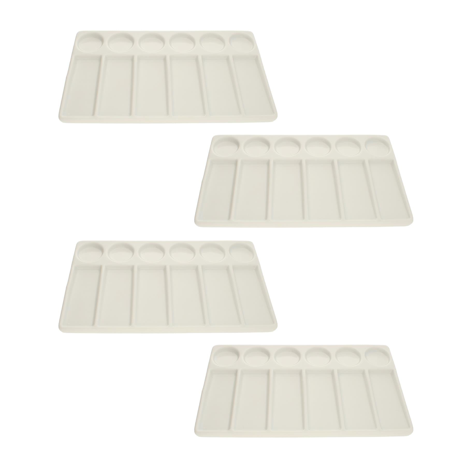 The Beadsmith Ceramic Mixing Palette – Rectangle Design Paint Holder – Arts and Crafts Accessories Organizer – 7.7" x 4.3" x .4” – 12 Compartments, (4 Palettes)
