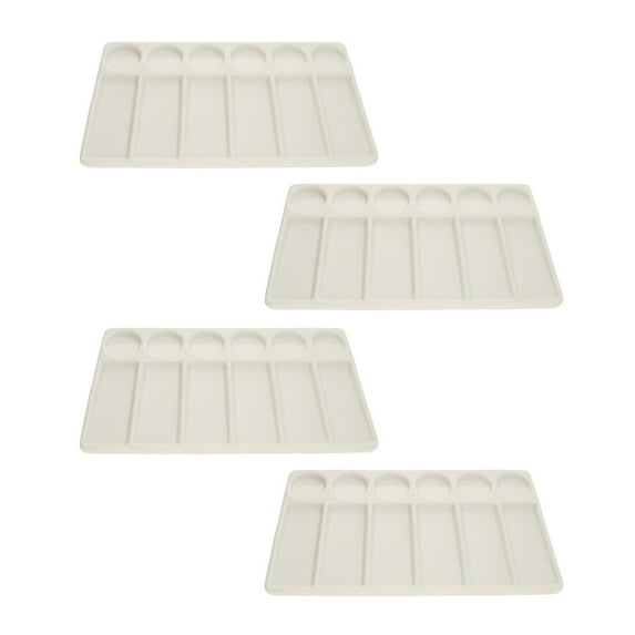 The Beadsmith Ceramic Mixing Palette – Rectangle Design Paint Holder – Arts and Crafts Accessories Organizer – 7.7" x 4.3" x .4” – 12 Compartments, (4 Palettes)