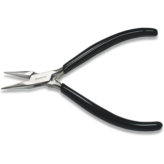 The Beadsmith Chain Nose Pliers – Serrated – Extra Fine Tips – 4.5 inches (114mm) – PVC Grip Handle with Double Leaf Springs – Jewelry Making Tool for Creating Bracelets, Earrings and Necklaces