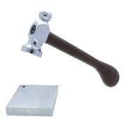 The Beadsmith Chasing Hammer & Bench Block – Wire Elements – Two-Sided Hammer, 7.5”, Wood Handle – 2” Steel Block with Hole for Riveting & Bending – Tools for Metalworking, Stamping & Jewelry Making