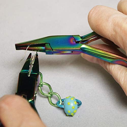 The Beadsmith Pinze per naso a catena piegata, 127 mm con testa in acciaio lucido, impugnatura ergonomica comoda con molla a doppia foglia