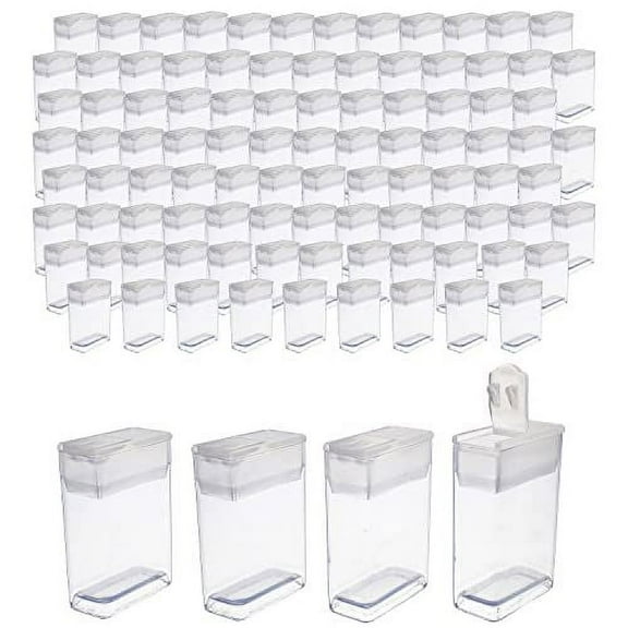 The Beadsmith Clear Plastic Boxes - Rectangle with a Flip Top Cap - 7/16 x 1 x 1-1/2 - Use for Beads, Bath Salts, Wedding & Party Favors, Home or Office Storage - Bag of 100