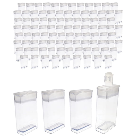 The Beadsmith Clear Plastic Boxes - Rectangle with a Flip Top Cap - 7/16 x 1 x 1-7/8 - Use for Beads, Bath Salts, Wedding & Party Favors, Home or Office Storage - Bag of 100