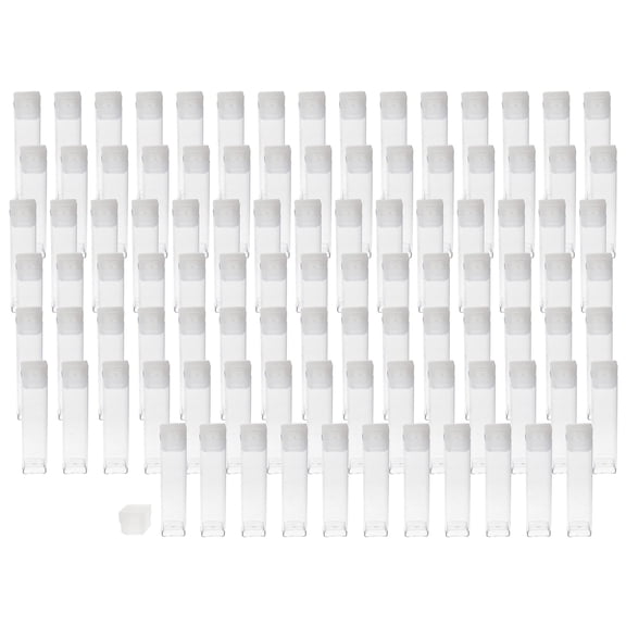 The Beadsmith Clear Plastic Tubes - 2 x .5 Inch Square Tubes - Flat Caps - Use for Beads, Bath Salts, Wedding & Party Favors, Home or Office Storage - Bag of 100