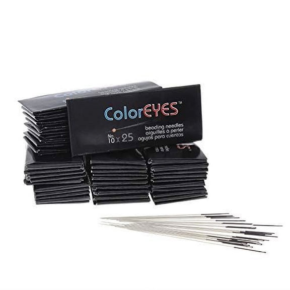The Beadsmith ColorEYES Beading Needles, Size 10, 1 Bag/1000 Needles, Black Colored Tip for Easy Identification of Size, Use for Loom Weaving Bead Work, Off-Loom Stitch & Jewelry Making w/Seed Beads