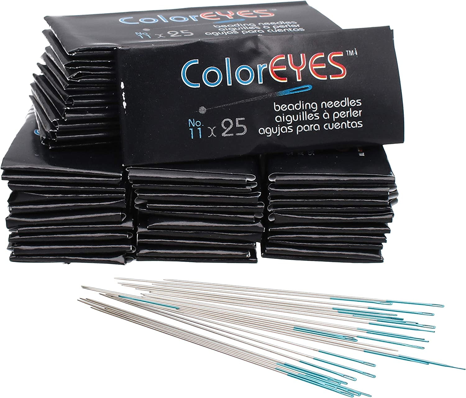 The Beadsmith ColorEYES Beading Needles, Size 11, 1 Bag/1000 Needles, Blue Colored Tip for Easy Identification of Size, Use for Loom Weaving Bead Work, Off-Loom Stitch & Jewelry Making w/Seed Beads