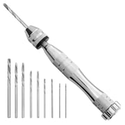 The Beadsmith Craft Drill Set   Push Hand Drill w/ 10 Drill Bits 0.8 - 3 mm, 4.75 Inches, Adjustable Chuck, Creates Small Holes in Metal, Wax, and Resin