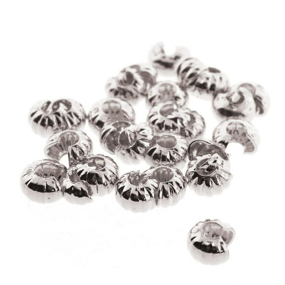 The Beadsmith Crimp Bead Covers  Corrugated Round Shape, Half Open, Silver Plated, 4mm Diameter, 144 Pieces  Supplies for Jewelry Making to Cover and Protect Crimp Beads