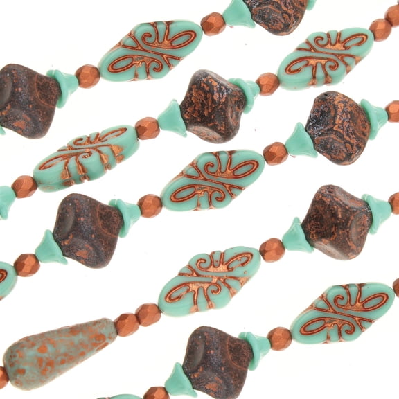 The Beadsmith Czech Glass Strands  High Quality, Pressed & Table Cut Beads  3 x 7-Inch Strands, 21 Beads Per Strand  Turquoise Mix  For Jewelry Making, Decorations & DIY Crafts