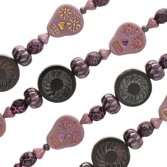 The Beadsmith Czech Glass Strands - Pressed & Table Cut Beads  6 x 7-Inch Strands, 23 Beads Per Strand  Purple Days Mix  for Jewelry Making, Decorations & DIY Crafts