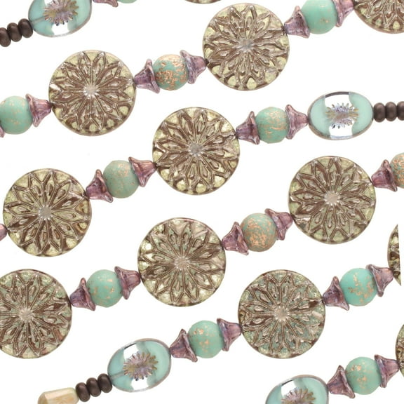 The Beadsmith Czech Glass Strands – Pressed & Table Cut Beads – 6 x 7-Inch Strands, 25 Beads Per Strand – Bronze Suburst Mix – for Jewelry Making, Decorations & DIY Crafts
