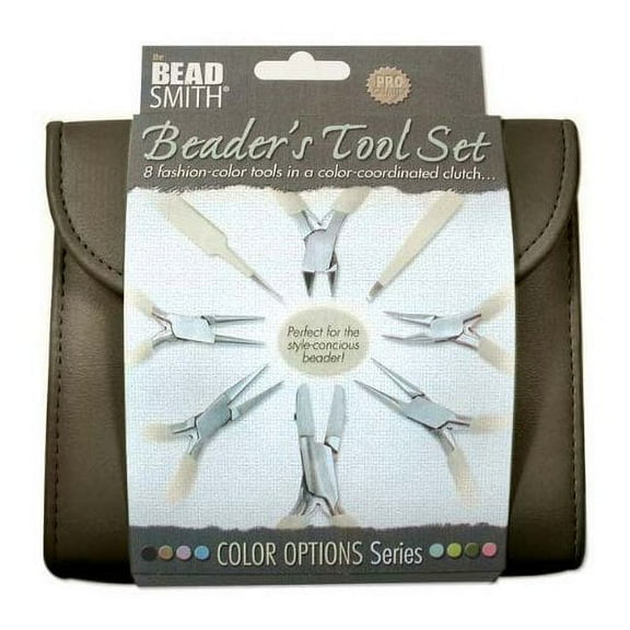 The Beadsmith Fashion Color Plier Set, 8 Color-Coordinated Tools, Plus Matching Clutch in Chocolate, Jewelry Making Supply Kit to Create Necklaces, Bracelets, Earrings & More