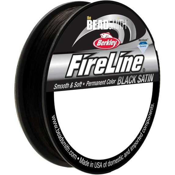 The Beadsmith Fireline by Berkley - Micro-Fused Braided Thread - 10lb. Test, 008"/.20mm Diameter, 125 Yard Spool, Black Color - Super Strong Stringing Material for Jewelry Making and Bead Weaving