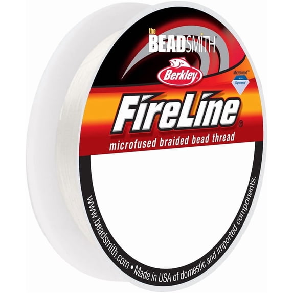 The Beadsmith Fireline by Berkley - Micro-Fused Braided Thread - 10lb. Test, .008”/.20mm Diameter, 15 Yard Spool, Crystal Color - Super Strong Stringing Material for Jewelry Making and Bead Weaving
