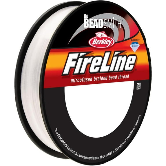 The Beadsmith Fireline by Berkley - Micro-Fused Braided Thread - 10lb. Test, 008"/.20mm Diameter, 300 Yard Spool, Crystal Color - Super Strong Stringing Material for Jewelry Making and Bead Weaving