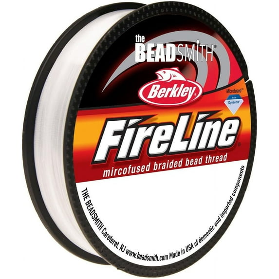 The Beadsmith Fireline by Berkley - Micro-Fused Braided Thread - 10lb. Test, .008"/.20mm Diameter, 50 Yard Spool, Crystal Color - Super Strong Stringing Material for Jewelry Making and Bead Weaving