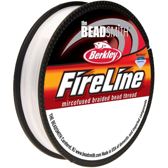 The Beadsmith Fireline by Berkley - Micro-Fused Braided Thread - 10lb. Test, .008"/.20mm Diameter, 50 Yard Spool, Crystal Color - Super Strong Stringing Material for Jewelry Making and Bead Weaving