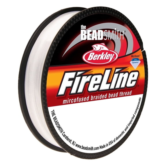 The Beadsmith Fireline by Berkley - Micro-Fused Braided Thread - 4lb. Test, 005"/.12mm Diameter, 50 Yard Spool, Crystal Color - Super Strong Stringing Material for Jewelry Making and Bead Weaving