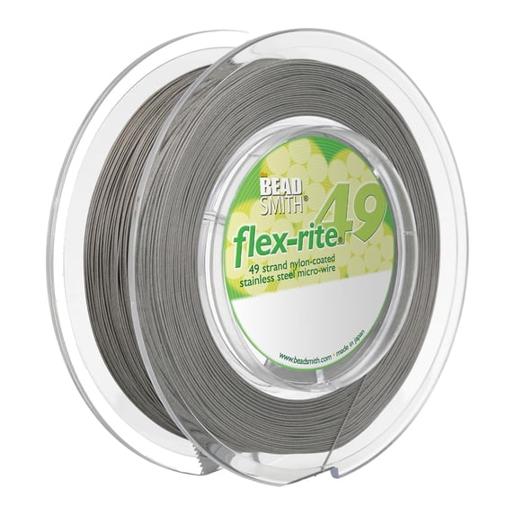 The Beadsmith Flex-Rite Beading Wire - 49-Strand, 0.024" (0.60 mm) Dia, Clear, 100 ft