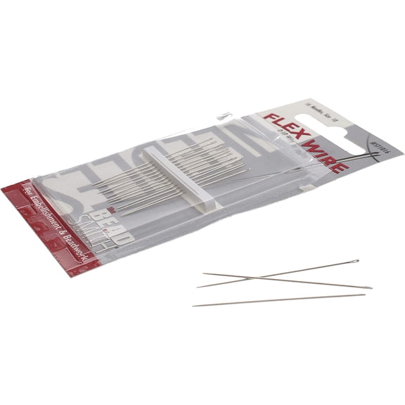 The Beadsmith Flex Wire Needles, Pack of 16, European Quality, Use with 0.010 Diameter Flex Wire or Smaller and for Loom Weaving Beadwork, Off-Loom Stitching and Jewelry Making with Seed Beads