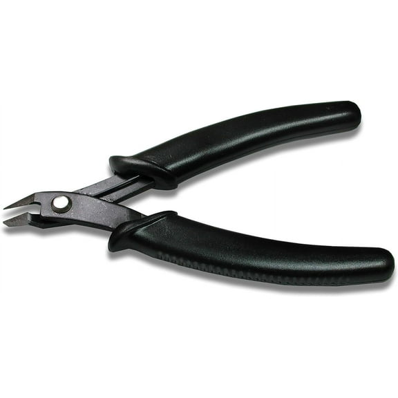 The Beadsmith Hi-Tech Flush Cutter Pliers, 5.5 inches (140mm) with high carbon steel head, black comfort grip handle with spring, tool for jewelry making, electronics or micro mechanics