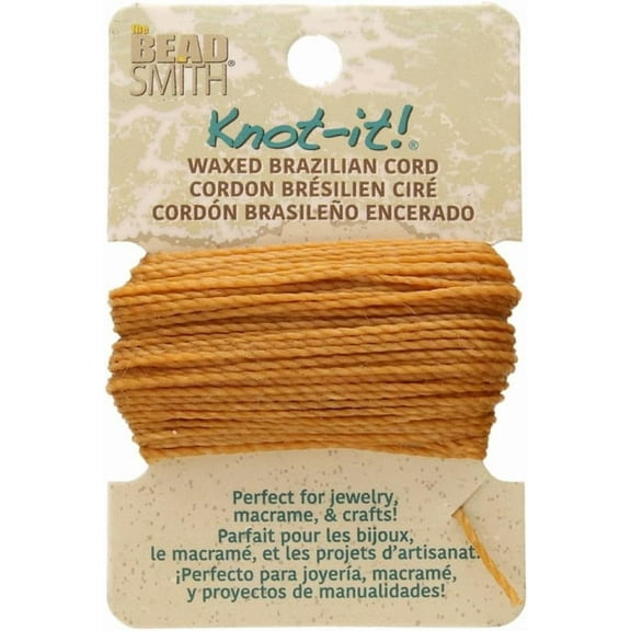 The Beadsmith Waxed Brazilian Cord – Almond, 0.7 mm Diameter, Light Wax, 15 Yards (13.7 m)