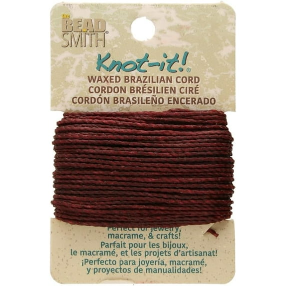 The Beadsmith Waxed Brazilian Cord – Burgundy, 0.7 mm Diameter, Light Wax, 15 Yards (13.7 m)