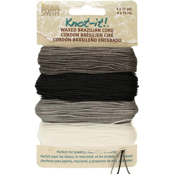 The Beadsmith Knot It Waxed Polyester Cord – Day and Night – 0.7mm Diameter – 4 Cords, 15 Yards Each – Make Jewelry, Macrame, Friendship Bracelets and DIY Crafts