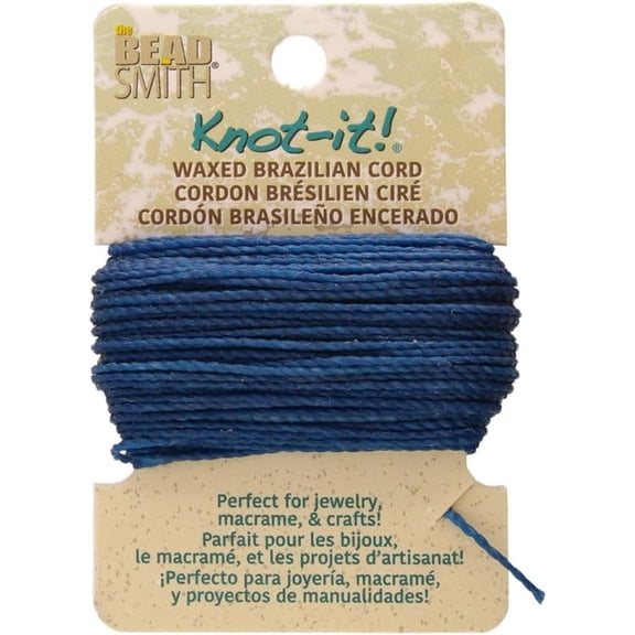 The Beadsmith Waxed Brazilian Cord – Deep Ocean, 0.7 mm Diameter, Light Wax, 15 Yards (13.7 m)