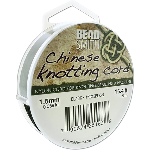 The Beadsmith Knot-it! Cord Nylon Chinese Knotting Cord Metallic Silver Color 1mm Diameter 6-Meter Spool Use in Macrame, Kumihimo, Decorative Knots & Traditional Chinese Arts