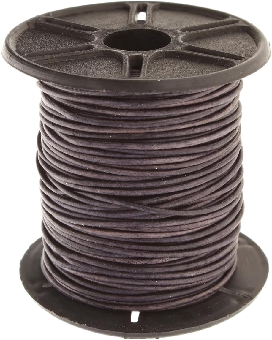 The Beadsmith Leather Cord – Dyed Antique Dark Brown – 1mm Spool – 25 Yards/22.86 Meters – Indian Leather Thong Ideal for Braiding, Beading, Necklaces, Fine Lacing, Hair Accessories