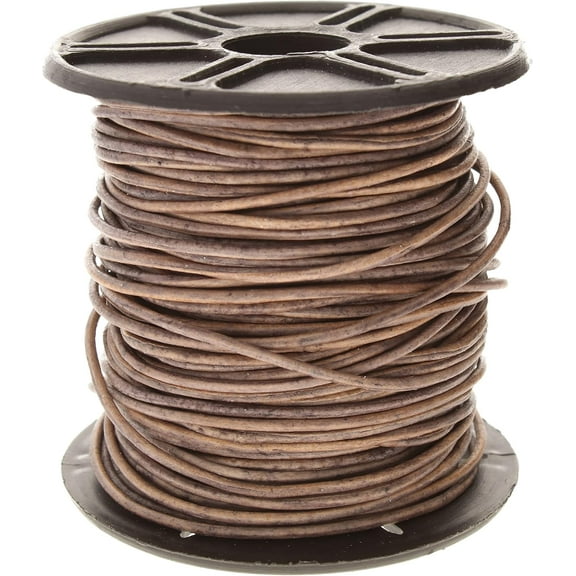 The Beadsmith Leather Cord - Dyed Antique Grey 1mm Spool 25 Yards/22.86 Meters Indian Leather Thong Ideal for Braiding, Beading, Necklaces, Fine Lacing, Hair Accessories & DIY Jewelry Making