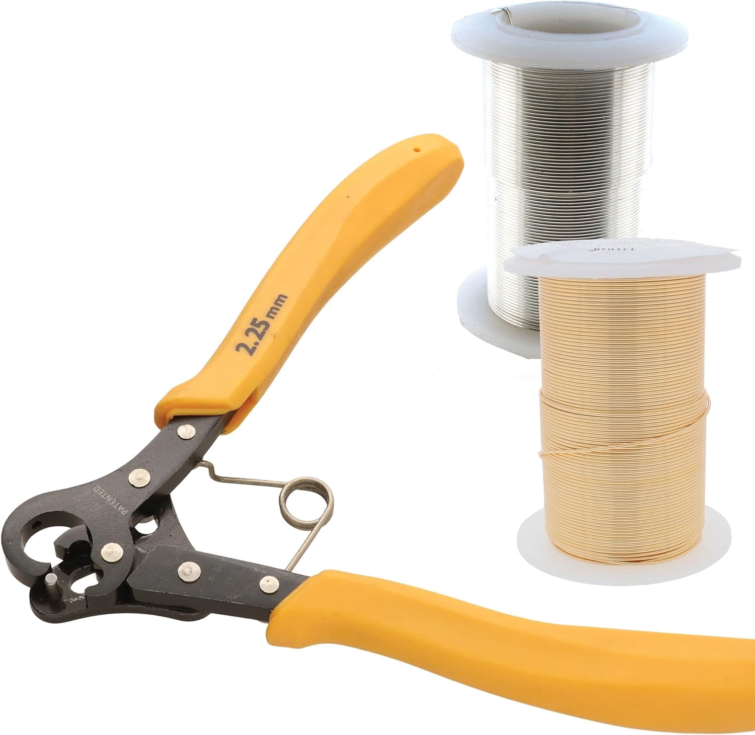 The Beadsmith Looper Kit - Includes a 1-Step Looper Plier (2.25 mm) & 2 Tarnish-Resistant 20 Gauge Wire Spools, 15 Yards Each in Silver & Gold – Create Consistent Loops for Wire Jewelry in One Step
