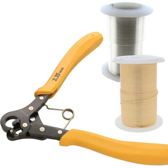 The Beadsmith Looper Kit - Includes a 1-Step Looper Plier (2.25 mm) & 2 Tarnish-Resistant 20 Gauge Wire Spools, 15 Yards Each in Silver & Gold – Create Consistent Loops for Wire Jewelry in One Step