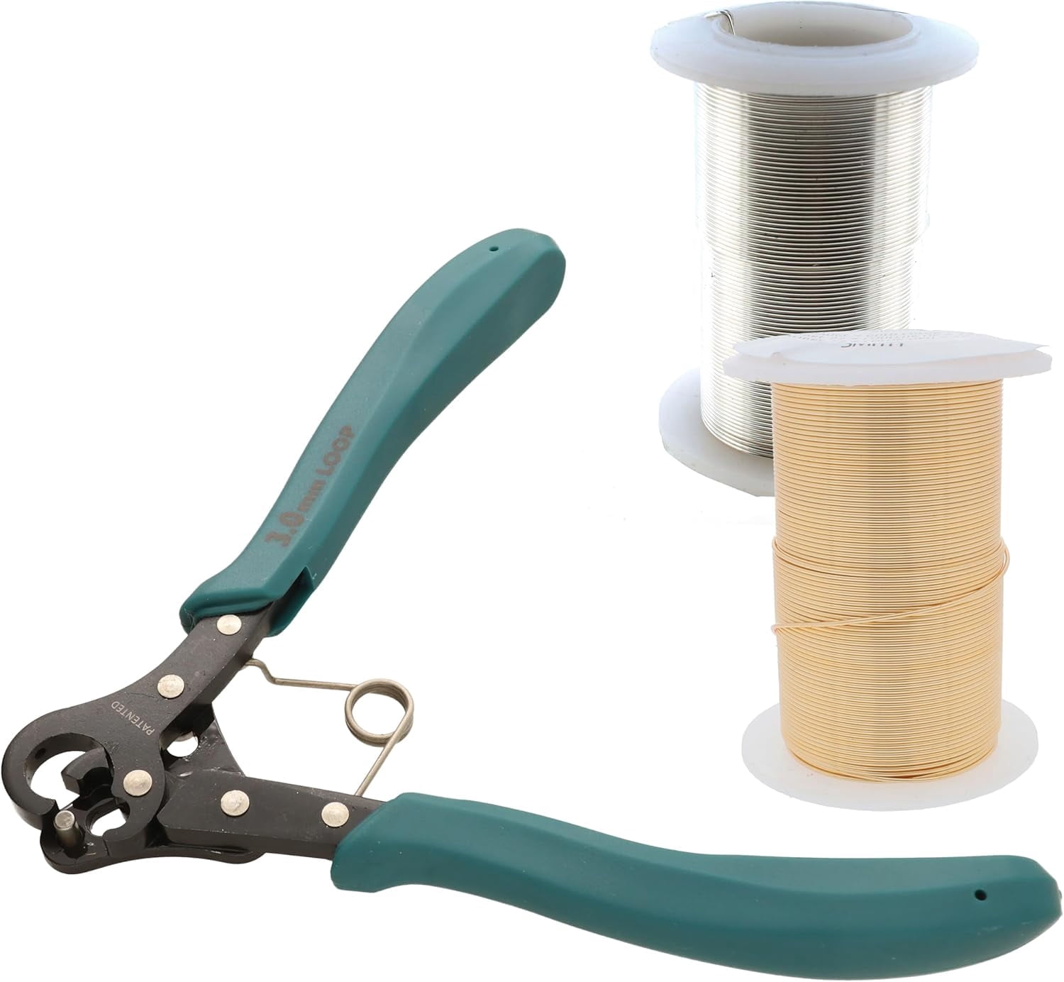 The Beadsmith Looper Kit – Includes a 1-Step Looper Plier (3 mm) & 2 Tarnish-Resistant Wire Spools, 15 Yards Each in Silver & Gold – Create Consistent Loops for Wire Jewelry in One Step