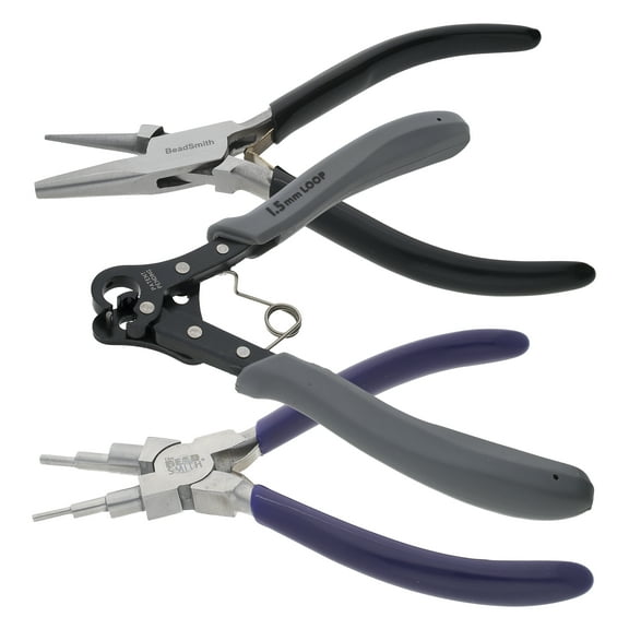 The Beadsmith Looping Kit – Includes 1-Step Looper, 1 Bail Making Plier and 1 Concave/Round Nose Plier – Create Consistent Loops for Rosaries, Earrings, Bracelets, Necklaces and Wire Jewelry