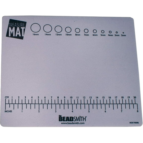 The Beadsmith Non-Slip Mini Treasure Mat, 8.5 x 7 inches, Non-Slip Rubber Base with Soft Padded Surface, Laser Printed Measurements in Both inches and centimetres, Hangable Retail Put Up