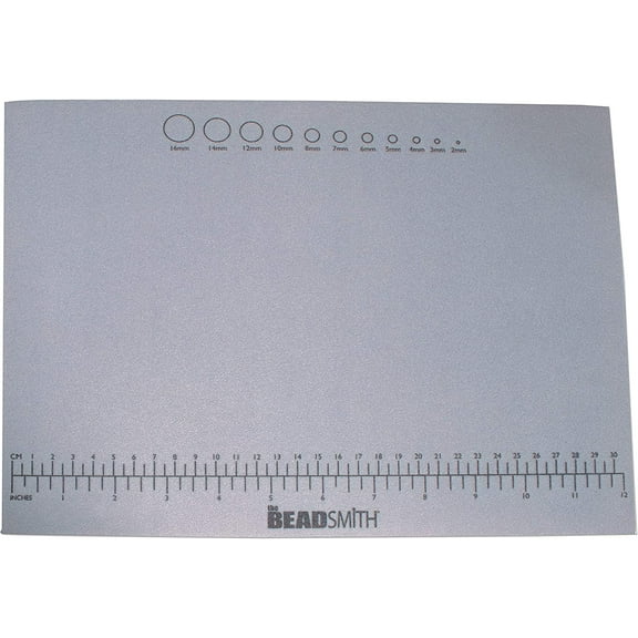 The Beadsmith Non-Slip Treasure Mat, 12.5 x 9.25 inches, Non-Slip Rubber Base with Soft Padded Surface, Laser Printed Measurements in Both inches and centimetres, Hangable Retail Put Up