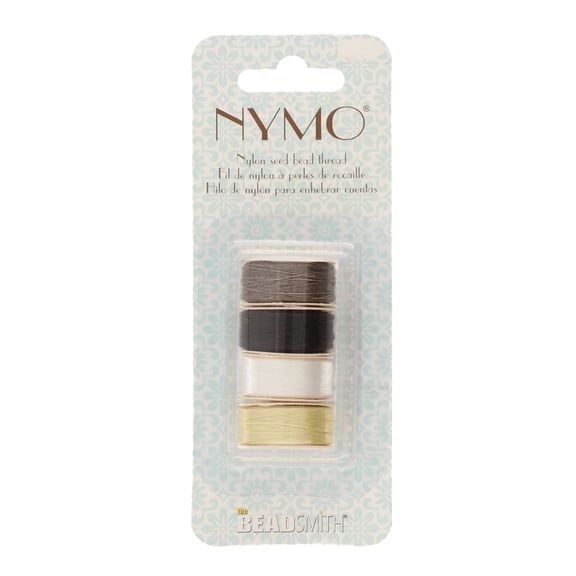 The Beadsmith Nymo Thread – 4-Pack Color Assortment Mix – Size B, .20mm Diameter, 72 Yard/66 Meter Spool – Made of Nylon – Bead Embroidery & Weaving, Off Loom & Loom Work and DIY Craft Projects