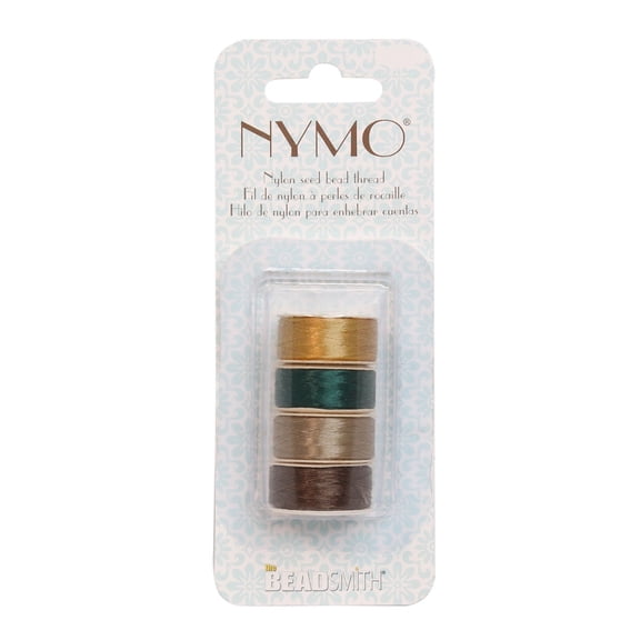 The Beadsmith Nymo Thread – 4-Pack Color Assortment Mix – Size D, .30mm Diameter, 64 Yard/58.5 Meter Spool – Made of Nylon – Bead Embroidery & Weaving, Off Loom & Loom Work and DIY Craft Projects