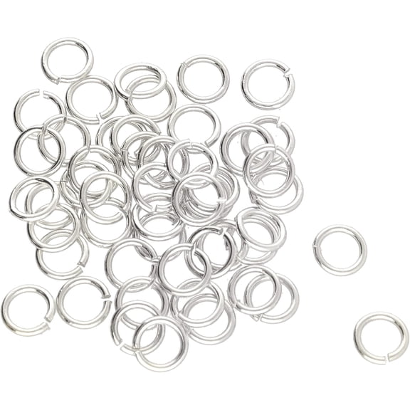 The Beadsmith Open Jump Rings - 8mm, Silver Plated, 19-gauge (0.92mm) Wire Thickness, 144 Pieces – Findings for Making Keychains, Charms, Chain Mail and Body Jewelry
