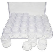 The Beadsmith Personality Case - Clear Storage Organizer Box, 6.4 x 5.4 x 1.25 inches - Includes 30 Small Containers with lids 1 x 1.1 inches, Bead Holder
